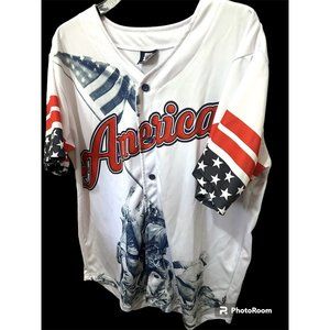 Greater Half America 2nd Amendment Baseball Jersey Men’s size XL Patriot Guns